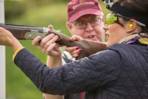 One of instructors teaching clay pigeon shooting at Courtlough.